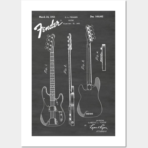 US Patent - Fender Bass Guitar Wall Art by Taylor'd Designs